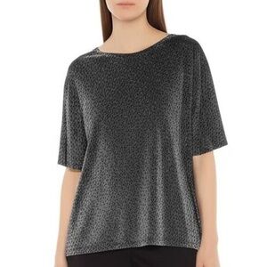 MOD REF Pullover Top Size Medium‎ Black Silver Metallic Loose Fit Sparkle Chic
